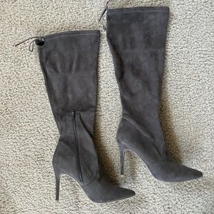 Taupe High Heel Pointed Toe Boots With Side Zipper, Size 8.5, New Never Worn